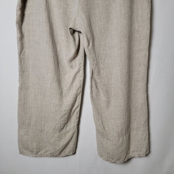 Match Point USA Beige Linen Lagenlook Boho Drawstring Cropped Pants XL Pockets - Picture 7 of 11